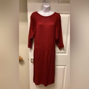 Dress Lot: 2 Limited Boatneck Sweater Dresses (Red and Taupe)